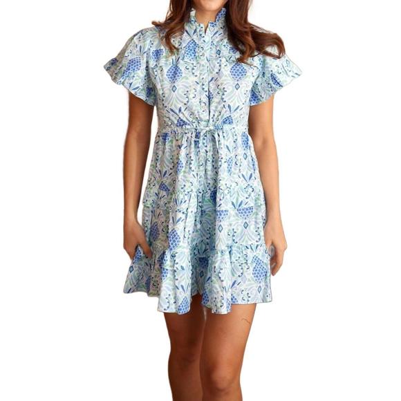 NEW SAIL TO SABLE tie waist shirt dress in blue - Picture 3 of 3